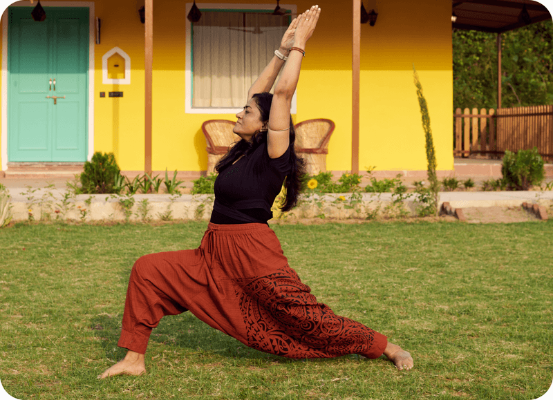 Shuchita practising yoga
