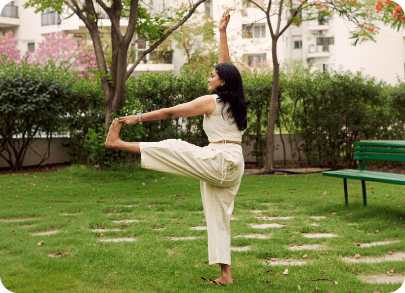Shuchita practising yoga