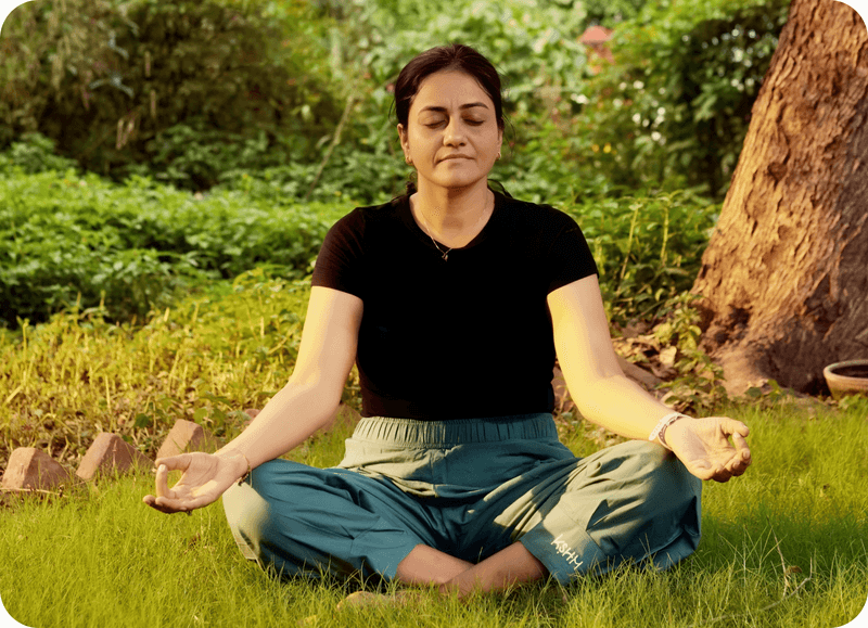 Shuchita practising yoga