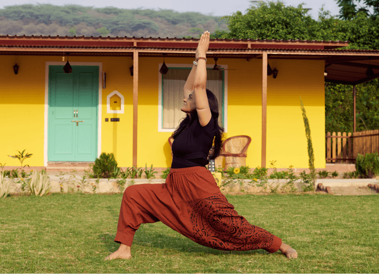 Shuchita practising yoga