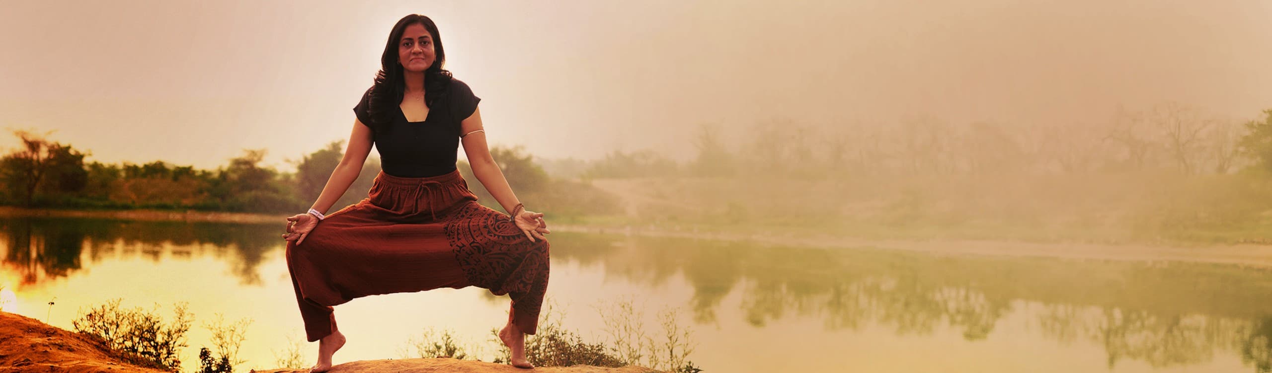 Yoga silhouette at sunset